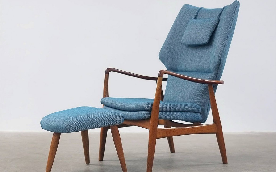 Armchair foot stool kofod larsen bovenkamp 50s danish mcmdaily