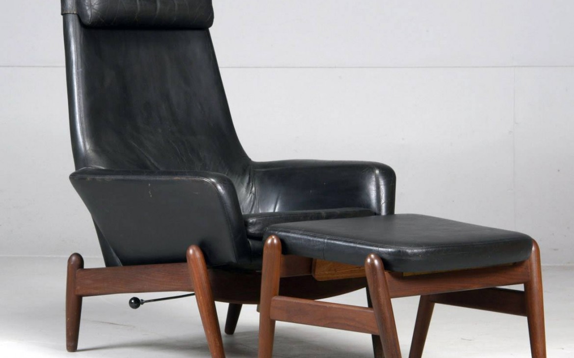 black leather recliner kofod larsen Carlo Gahrn 50s mcmdaily