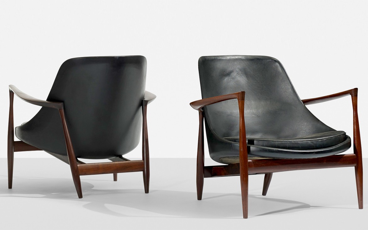 black leather ib kofod larsen elizabeth chair rosewood christensen danish 50s