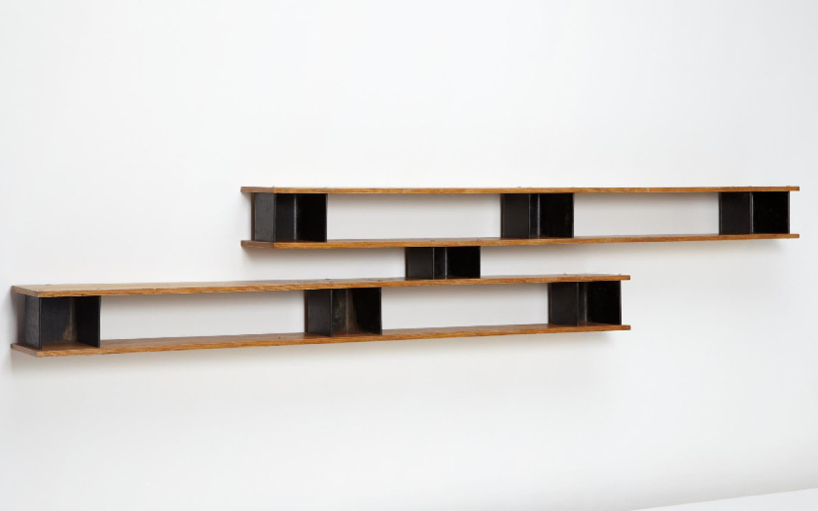 charlotte perriand nuage wall shelf oak enameled metal