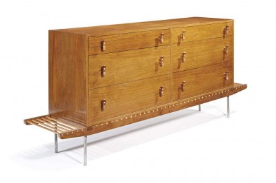 Milo Baughman Cabinet Bench Walnut