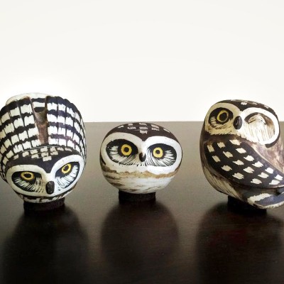 ceramic owls 60s modern Edvard Lindahl