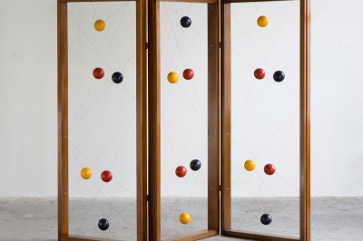 Greta Grossman Divider Screen Walnut Coloured Balls