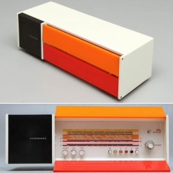 Raymond Loewy Spectra Futura radio plastic modern pop red orange