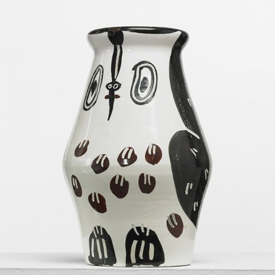 wood owl vase picasso madoura potter modern 50s