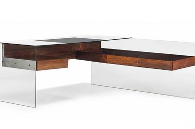 Philippon Lecoq glass rosewood desk