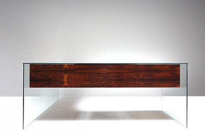 Philippon Lecoq glass rosewood desk