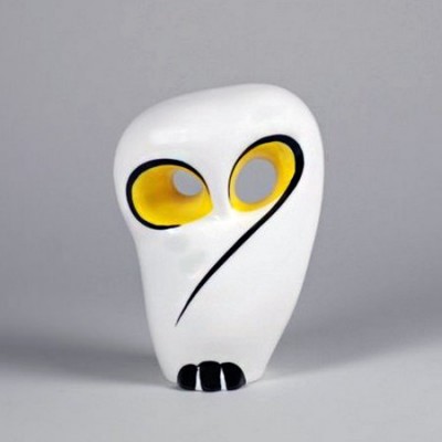 white yellow ceramic owl cmielo modern 60s