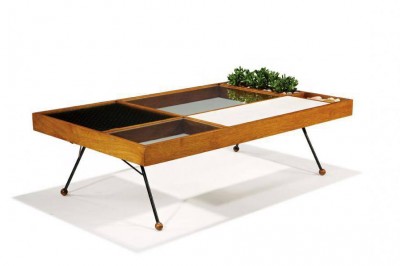 Milo Baughman Coffee Table Walnut Glass