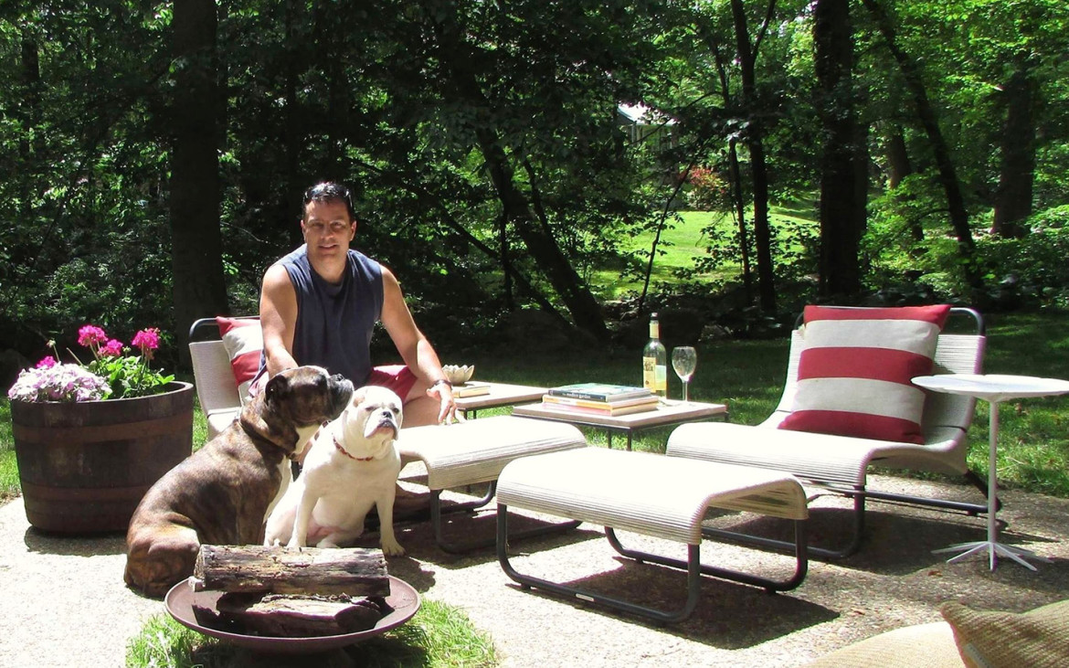 George Marrone at home with Sophie and Sasha.