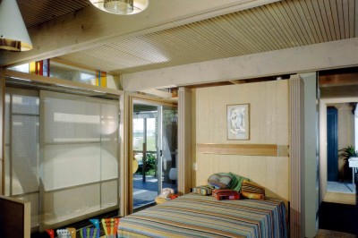 Shoreline House Smith Williams bedroom stripes ceilings stained glass