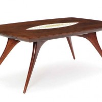 vladimir kagan drefuss dining table glass tile walnut