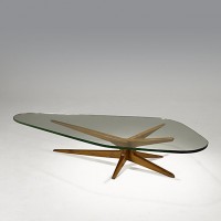 vladimir kagan drefuss glass walnut coffee table