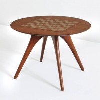 vladimir kagan dreyfuss chess table walnut sculpted