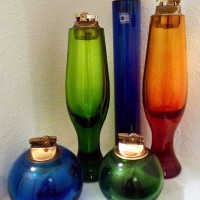 blenko colorful galssware carafe lamps vowls artglass