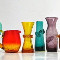 blenko colorful galssware carafe lamps vowls artglass