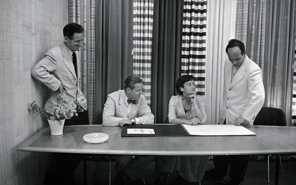 Florence and Hans Know with Herbert Matter (left)