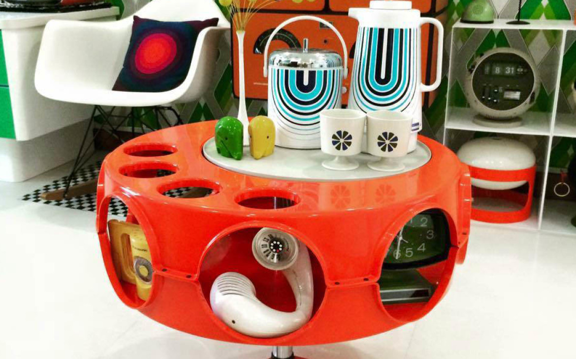 New member Alvin Sim posted photos of his pop pad this past week to a wonderful reception. His home is filled with op, pop, and plastic fantastic items like this bar cart / coffee table made by Curver of France in the 1960’s and which Alvin’s used brilliantly here as a display for some smaller items. Colorful, shiny, and even irreverent 1960’s and 1970’s ‘pop’ designs are often derided for their seeming nonsensical nature but at the time the use of plastics in furniture making – particularly in Europe – offered designers a freedom to create new shapes and exciting - often futuristic - forms that were previously impossible. It may surprise some that this brief and bold period of design is my favorite and items like Alvin’s bar cart here always make me smile. Thanks for sharing! Click here to see the original post.