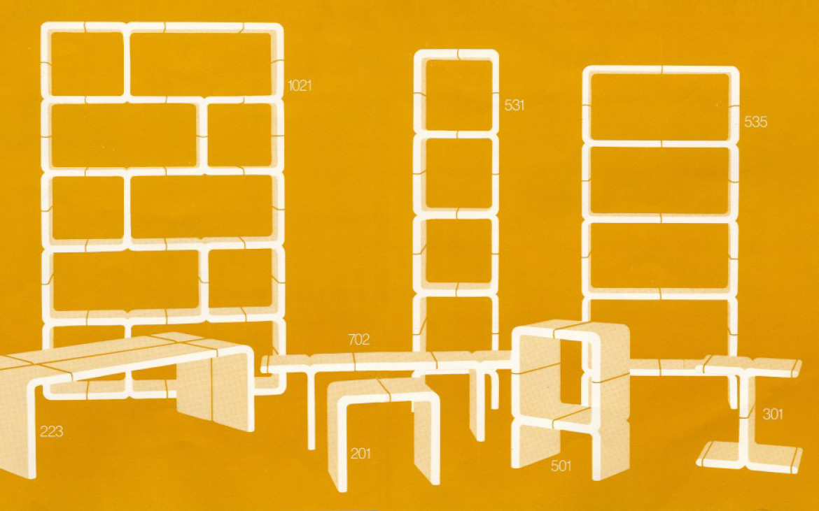 umbo shelving directional new york Kay Leroy ruggles space age plastic