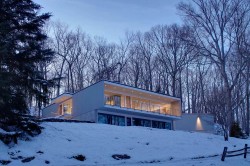 mid century modern winter houses snow icons