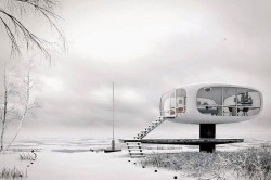 mid century modern winter houses snow icons