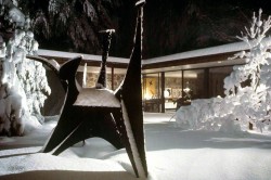 mid century modern winter houses snow icons