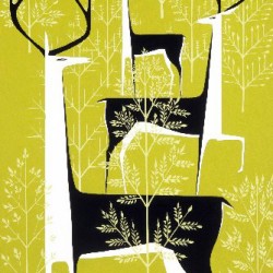mid century modern christmas illustration Eyvind Earle winter