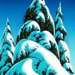 mid century modern christmas illustration Eyvind Earle winter