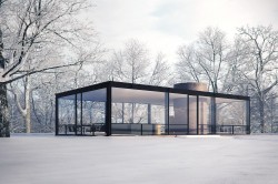 mid century modern winter houses snow icons