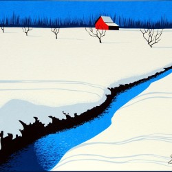 mid century modern christmas illustration Eyvind Earle winter