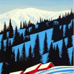 mid century modern christmas illustration Eyvind Earle winter