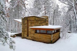 mid century modern winter houses snow icons