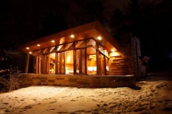mid century modern winter houses snow icons