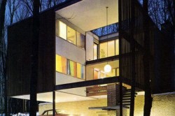 mid century modern winter houses snow icons