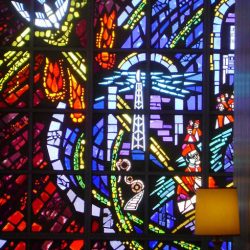 stained glass mid century modern Resurrection Cemetery Mausoleum illinois new formalism