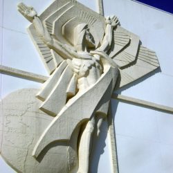stained glass mid century modern Resurrection Cemetery Mausoleum illinois new formalism