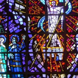 stained glass mid century modern Resurrection Cemetery Mausoleum illinois new formalism