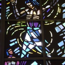 stained glass mid century modern Resurrection Cemetery Mausoleum illinois new formalism