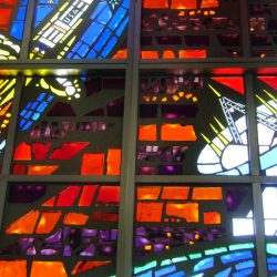 stained glass mid century modern Resurrection Cemetery Mausoleum illinois new formalism